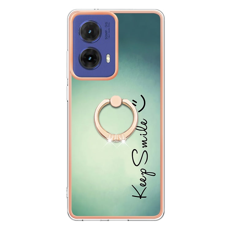 For Motorola Moto G85 Electroplating Dual-side IMD Phone Case with Ring Holder