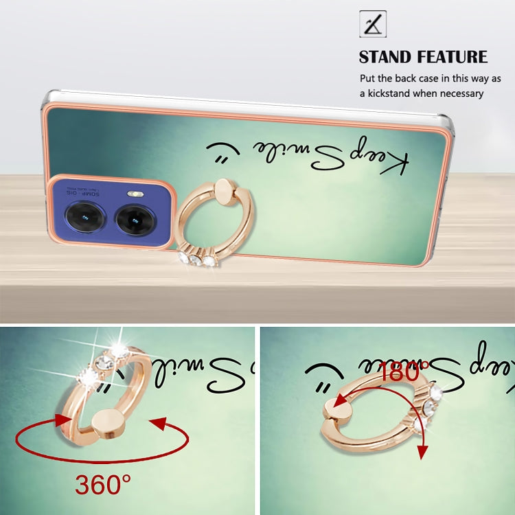 For Motorola Moto G85 Electroplating Dual-side IMD Phone Case with Ring Holder