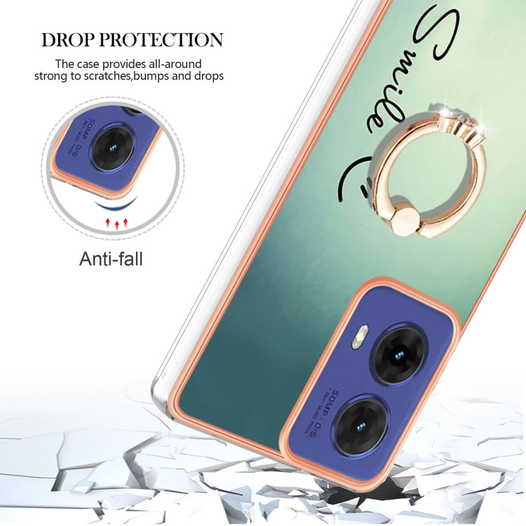 For Motorola Moto G85 Electroplating Dual-side IMD Phone Case with Ring Holder