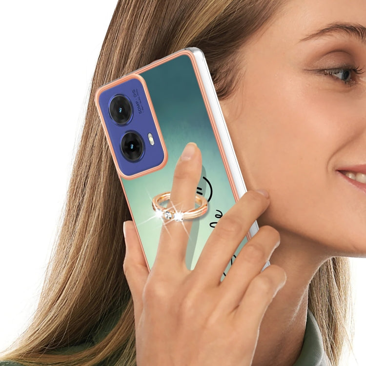 For Motorola Moto G85 Electroplating Dual-side IMD Phone Case with Ring Holder