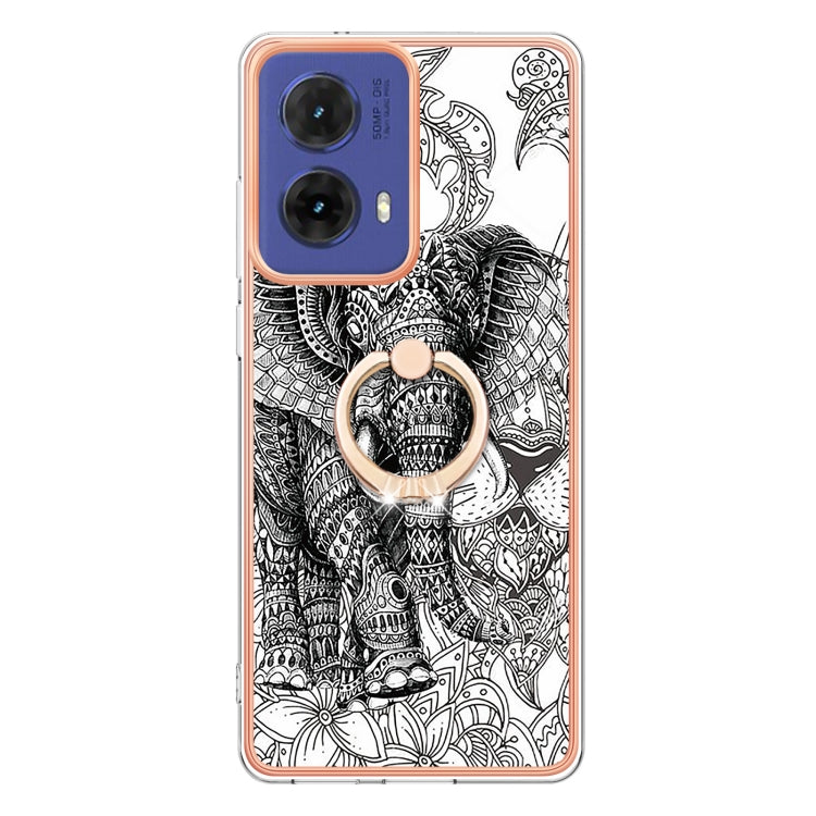 For Motorola Moto G85 Electroplating Dual-side IMD Phone Case with Ring Holder