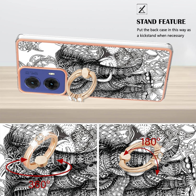 For Motorola Moto G85 Electroplating Dual-side IMD Phone Case with Ring Holder