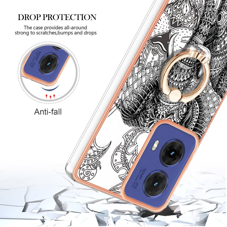 For Motorola Moto G85 Electroplating Dual-side IMD Phone Case with Ring Holder