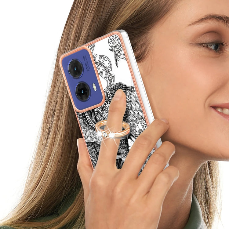 For Motorola Moto G85 Electroplating Dual-side IMD Phone Case with Ring Holder