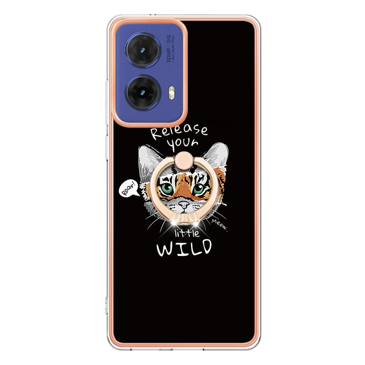 For Motorola Moto G85 Electroplating Dual-side IMD Phone Case with Ring Holder