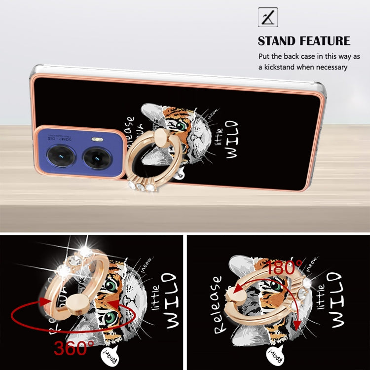 For Motorola Moto G85 Electroplating Dual-side IMD Phone Case with Ring Holder