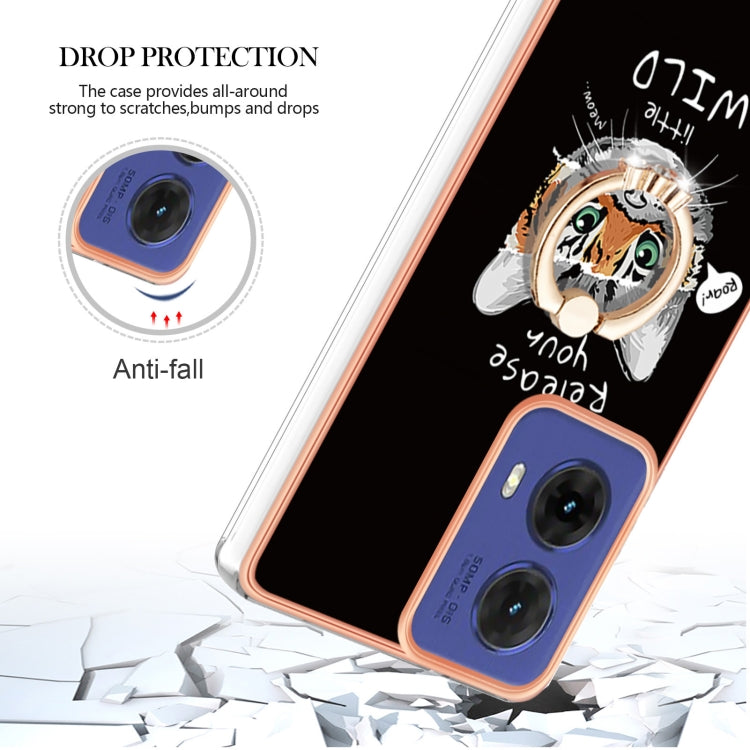 For Motorola Moto G85 Electroplating Dual-side IMD Phone Case with Ring Holder