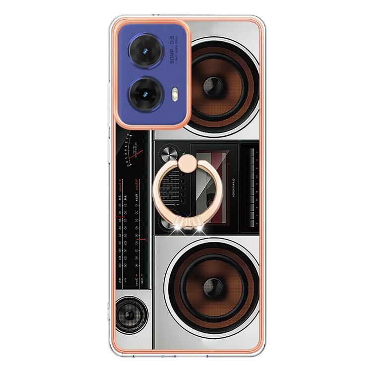 For Motorola Moto G85 Electroplating Dual-side IMD Phone Case with Ring Holder