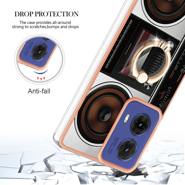 For Motorola Moto G85 Electroplating Dual-side IMD Phone Case with Ring Holder