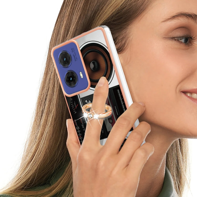 For Motorola Moto G85 Electroplating Dual-side IMD Phone Case with Ring Holder