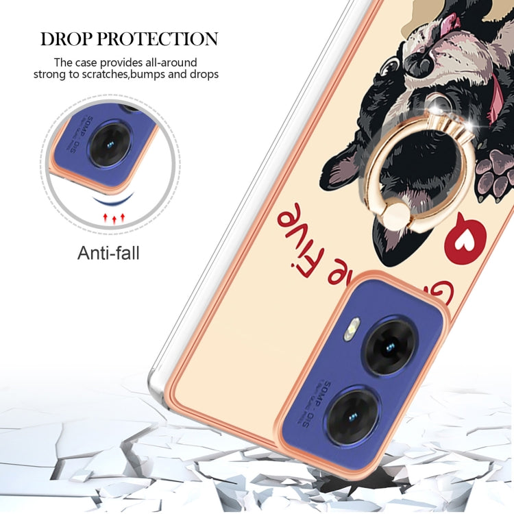 For Motorola Moto G85 Electroplating Dual-side IMD Phone Case with Ring Holder