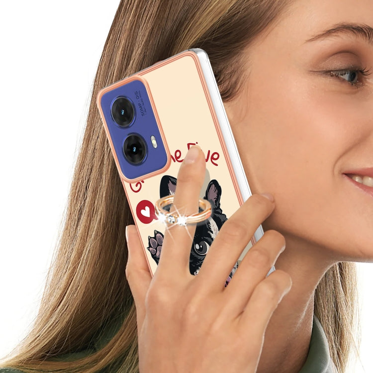For Motorola Moto G85 Electroplating Dual-side IMD Phone Case with Ring Holder
