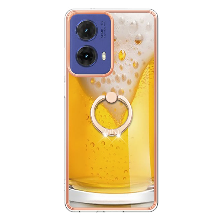 For Motorola Moto G85 Electroplating Dual-side IMD Phone Case with Ring Holder