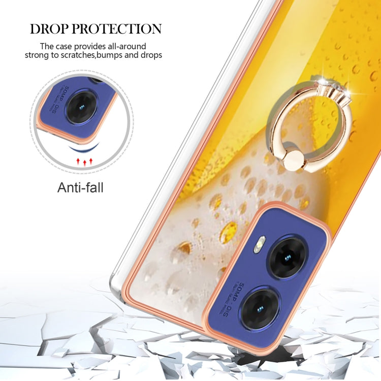 For Motorola Moto G85 Electroplating Dual-side IMD Phone Case with Ring Holder