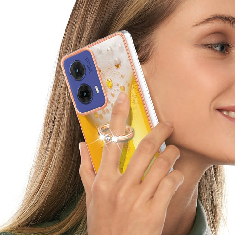 For Motorola Moto G85 Electroplating Dual-side IMD Phone Case with Ring Holder