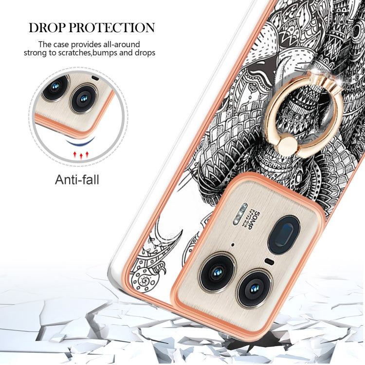 For Motorola Edge 50 Ultra Electroplating Dual-side IMD Phone Case with Ring Holder