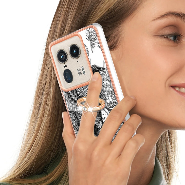 For Motorola Edge 50 Ultra Electroplating Dual-side IMD Phone Case with Ring Holder