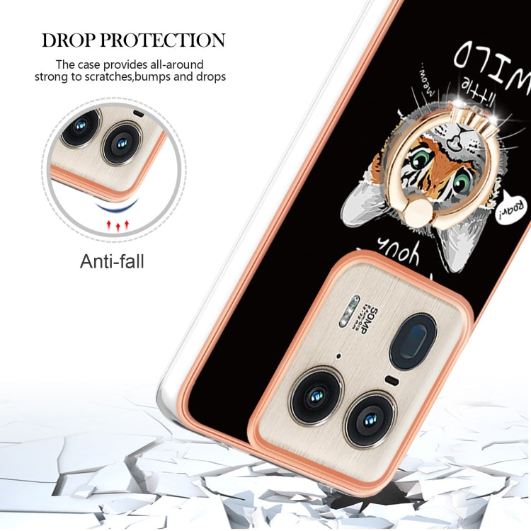 For Motorola Edge 50 Ultra Electroplating Dual-side IMD Phone Case with Ring Holder