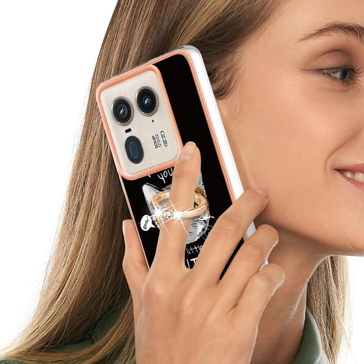 For Motorola Edge 50 Ultra Electroplating Dual-side IMD Phone Case with Ring Holder