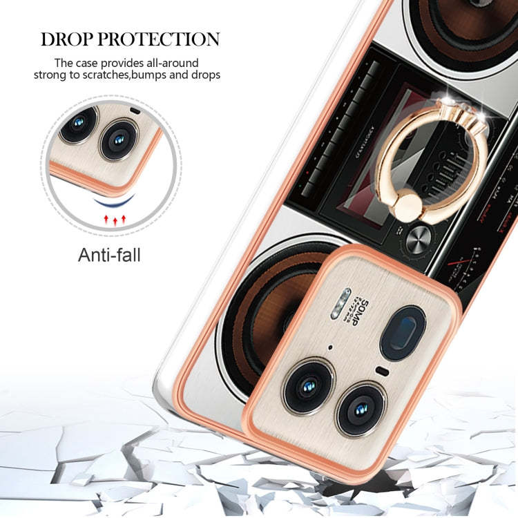 For Motorola Edge 50 Ultra Electroplating Dual-side IMD Phone Case with Ring Holder