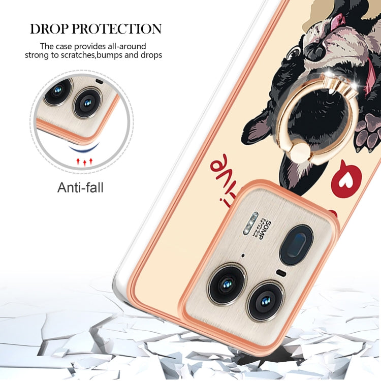 For Motorola Edge 50 Ultra Electroplating Dual-side IMD Phone Case with Ring Holder