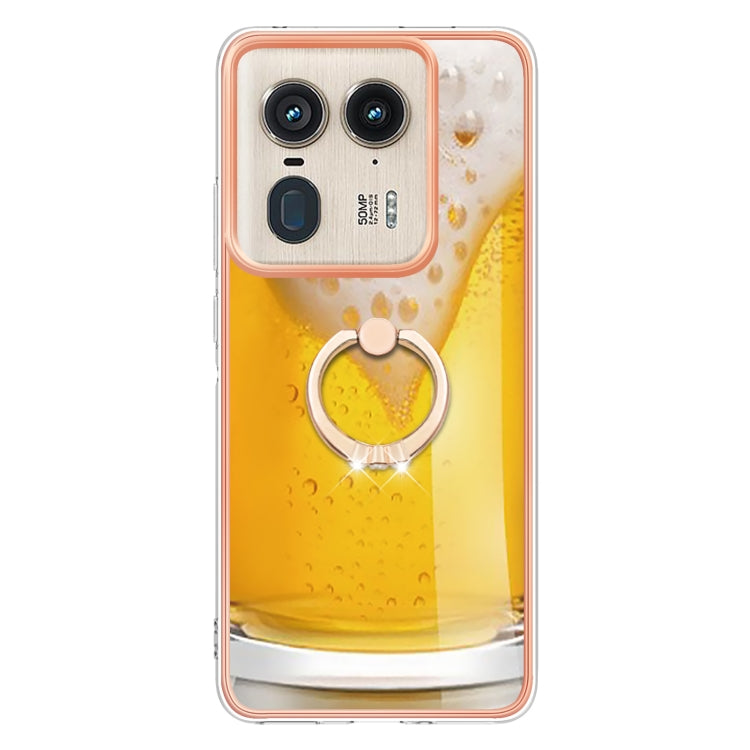 For Motorola Edge 50 Ultra Electroplating Dual-side IMD Phone Case with Ring Holder