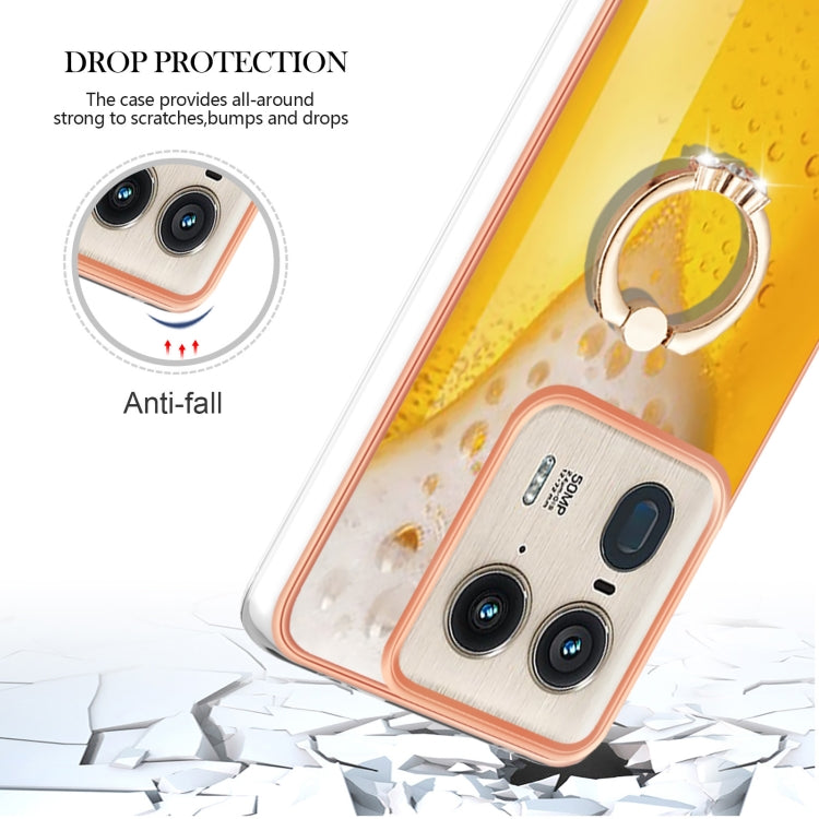 For Motorola Edge 50 Ultra Electroplating Dual-side IMD Phone Case with Ring Holder