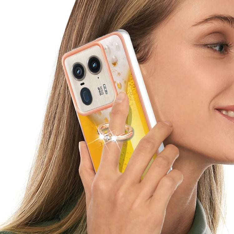 For Motorola Edge 50 Ultra Electroplating Dual-side IMD Phone Case with Ring Holder