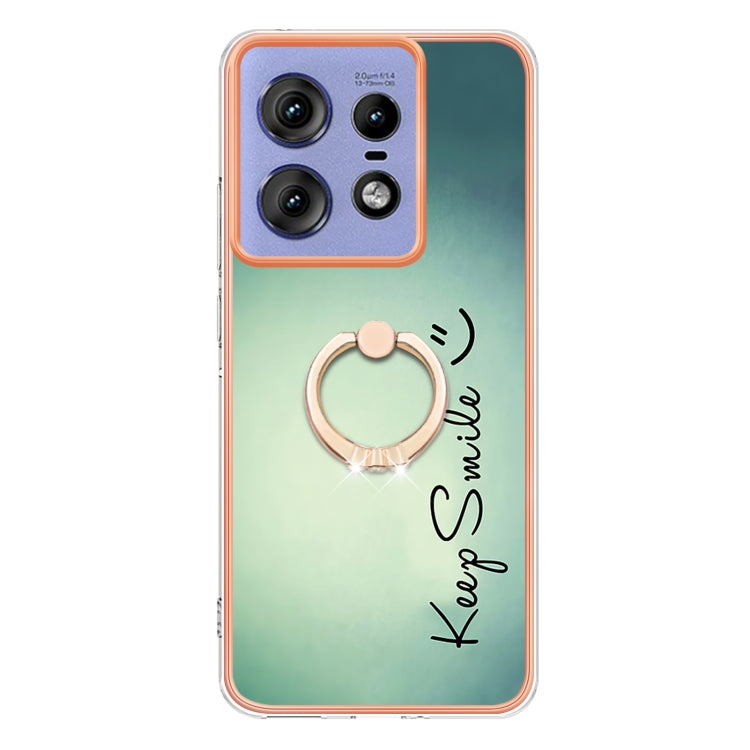 For Motorola Edge 50 Pro Electroplating Dual-side IMD Phone Case with Ring Holder