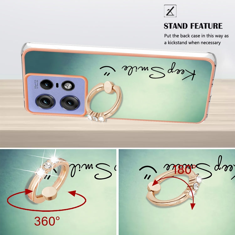 For Motorola Edge 50 Pro Electroplating Dual-side IMD Phone Case with Ring Holder