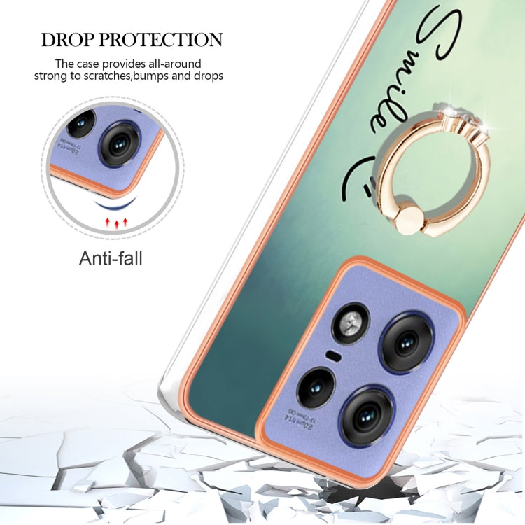 For Motorola Edge 50 Pro Electroplating Dual-side IMD Phone Case with Ring Holder