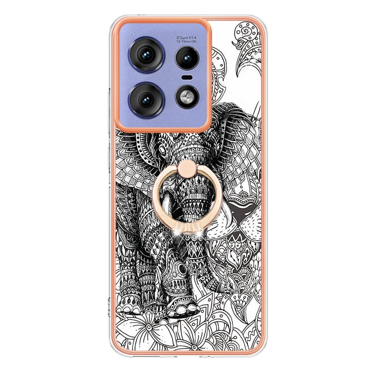 For Motorola Edge 50 Pro Electroplating Dual-side IMD Phone Case with Ring Holder