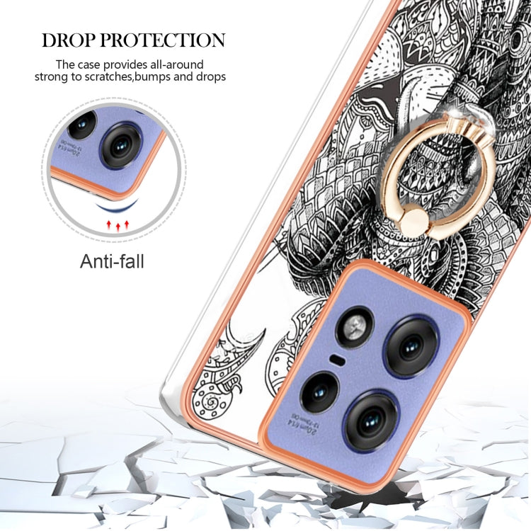 For Motorola Edge 50 Pro Electroplating Dual-side IMD Phone Case with Ring Holder