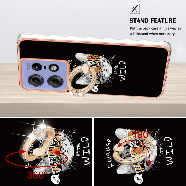 For Motorola Edge 50 Pro Electroplating Dual-side IMD Phone Case with Ring Holder
