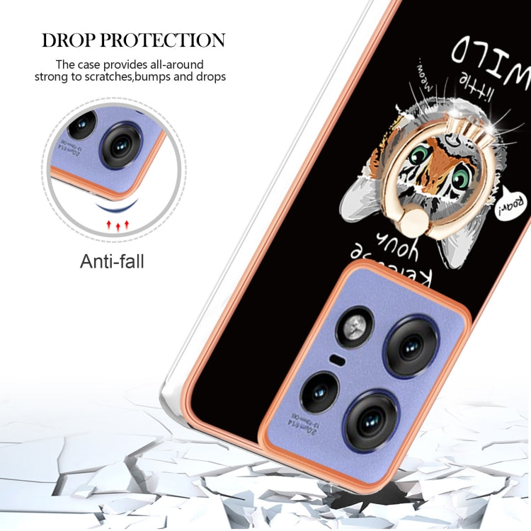 For Motorola Edge 50 Pro Electroplating Dual-side IMD Phone Case with Ring Holder