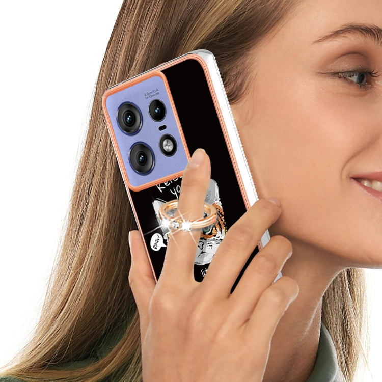 For Motorola Edge 50 Pro Electroplating Dual-side IMD Phone Case with Ring Holder