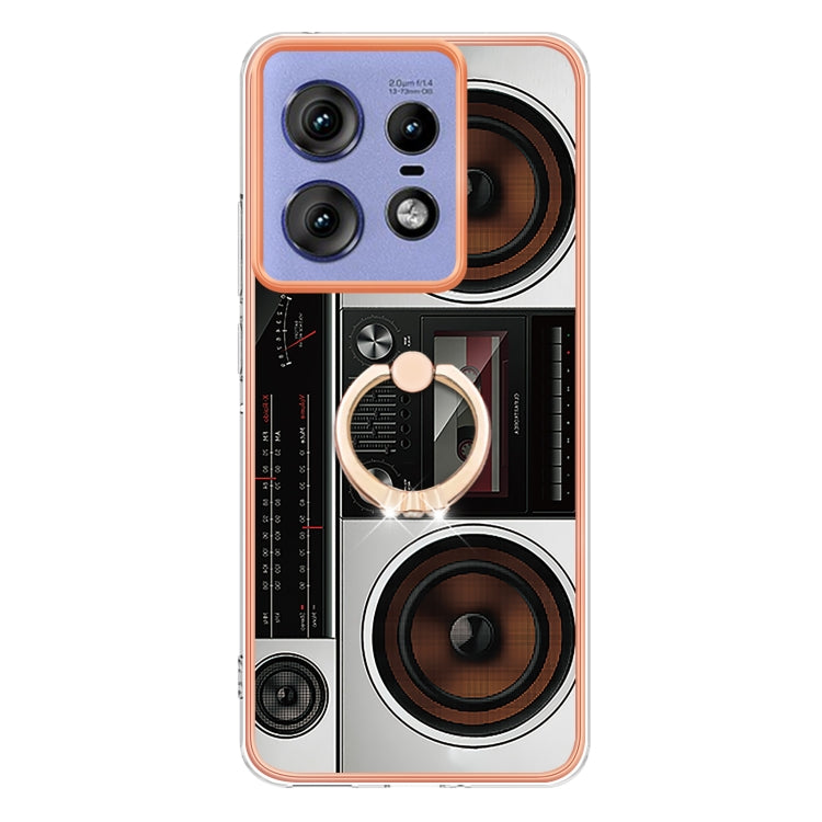 For Motorola Edge 50 Pro Electroplating Dual-side IMD Phone Case with Ring Holder