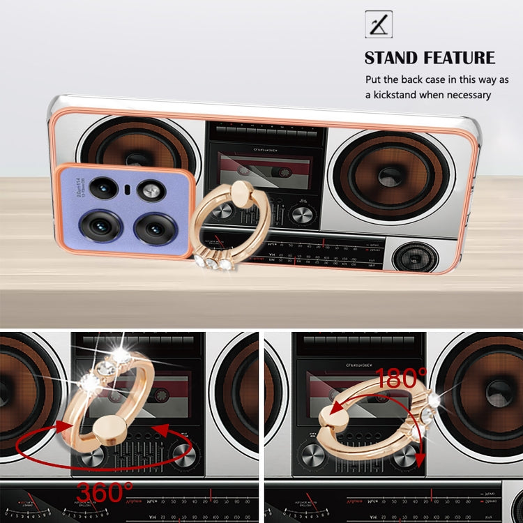 For Motorola Edge 50 Pro Electroplating Dual-side IMD Phone Case with Ring Holder
