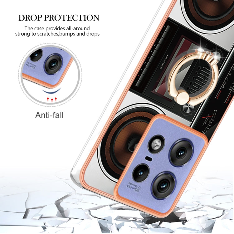 For Motorola Edge 50 Pro Electroplating Dual-side IMD Phone Case with Ring Holder