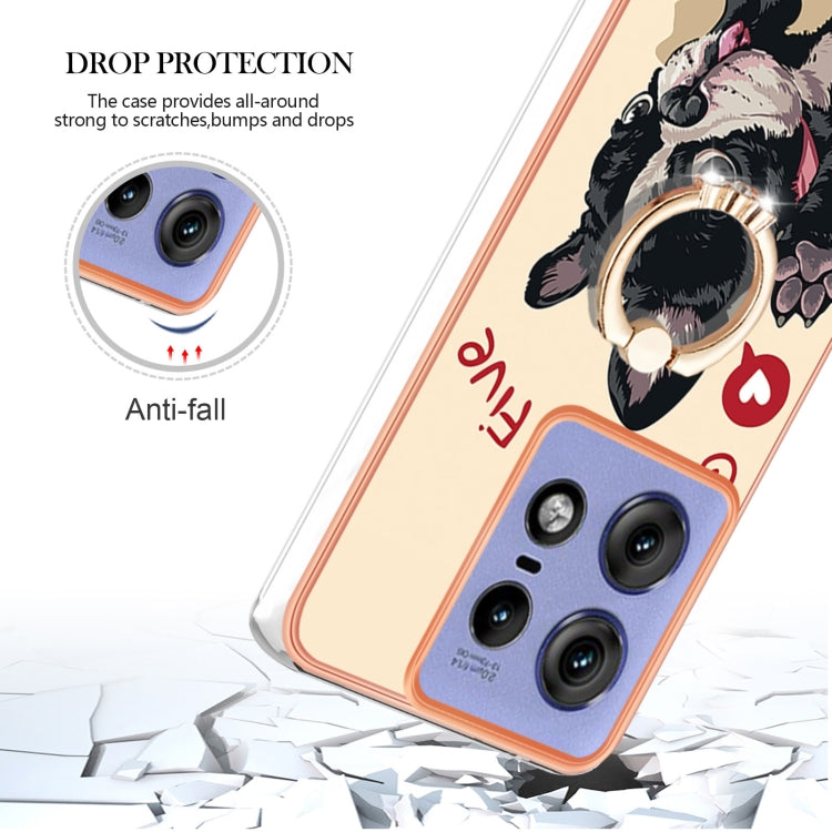For Motorola Edge 50 Pro Electroplating Dual-side IMD Phone Case with Ring Holder