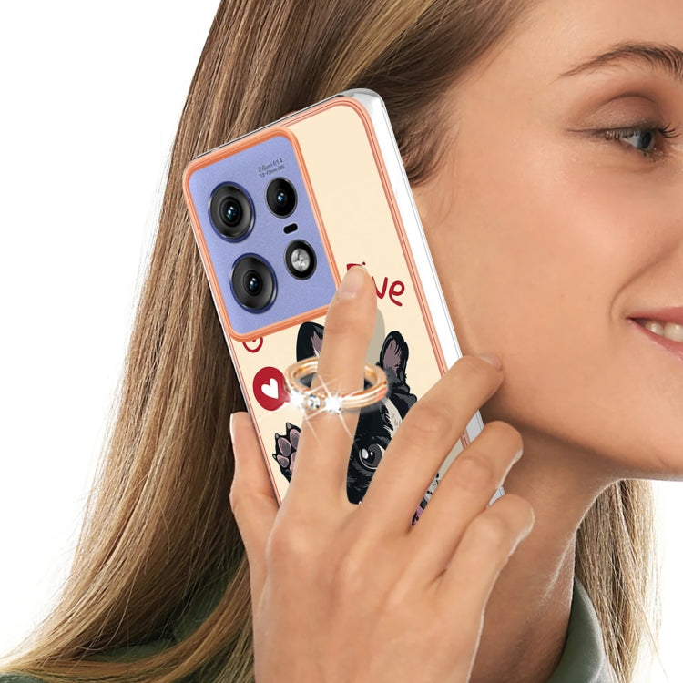 For Motorola Edge 50 Pro Electroplating Dual-side IMD Phone Case with Ring Holder