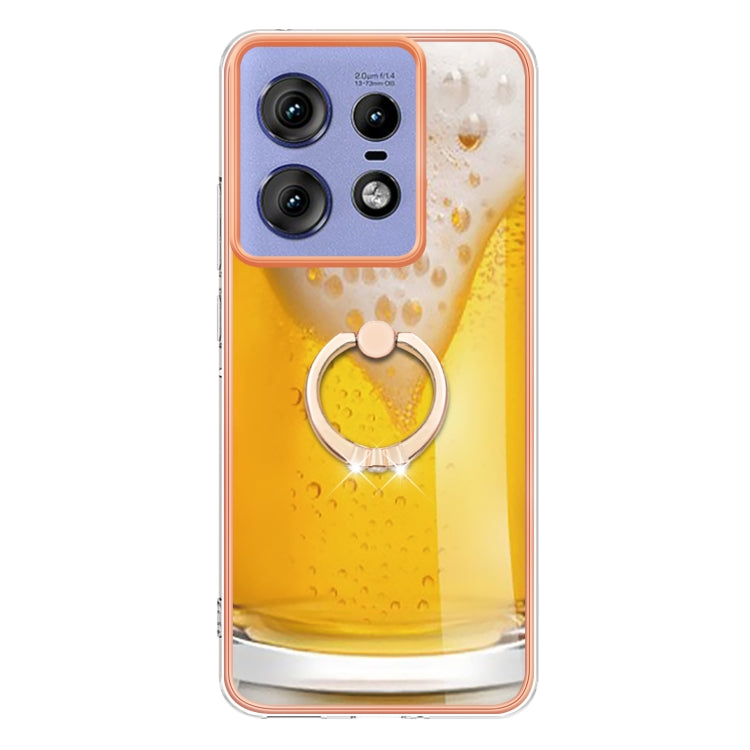 For Motorola Edge 50 Pro Electroplating Dual-side IMD Phone Case with Ring Holder