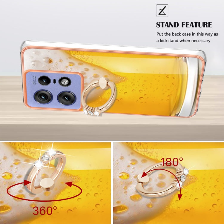 For Motorola Edge 50 Pro Electroplating Dual-side IMD Phone Case with Ring Holder