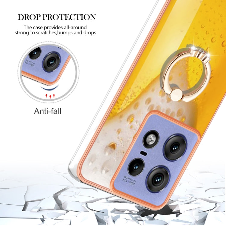 For Motorola Edge 50 Pro Electroplating Dual-side IMD Phone Case with Ring Holder