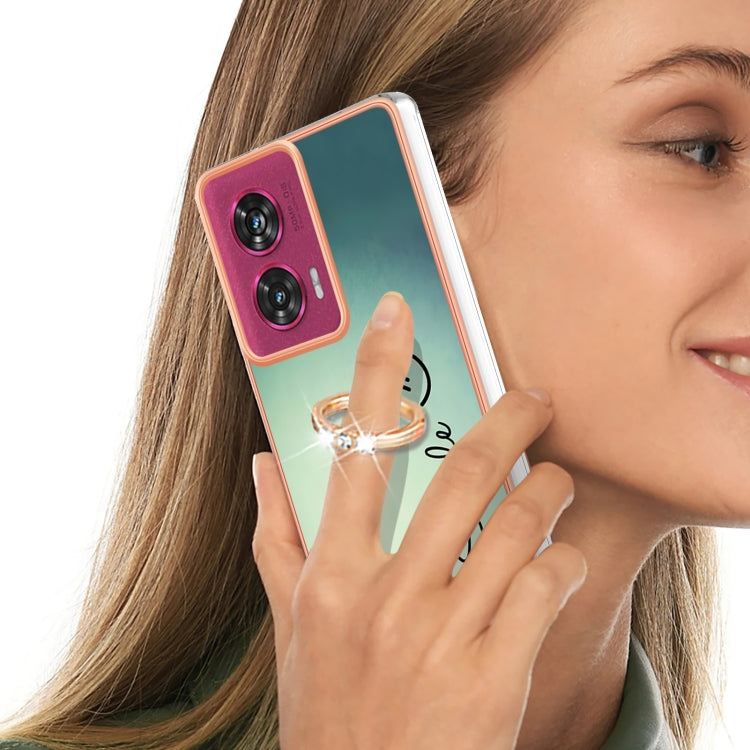 For Motorola Edge 50 Fusion Electroplating Dual-side IMD Phone Case with Ring Holder