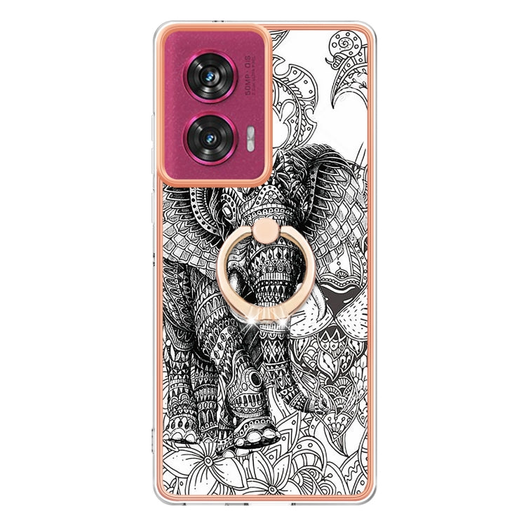 For Motorola Edge 50 Fusion Electroplating Dual-side IMD Phone Case with Ring Holder