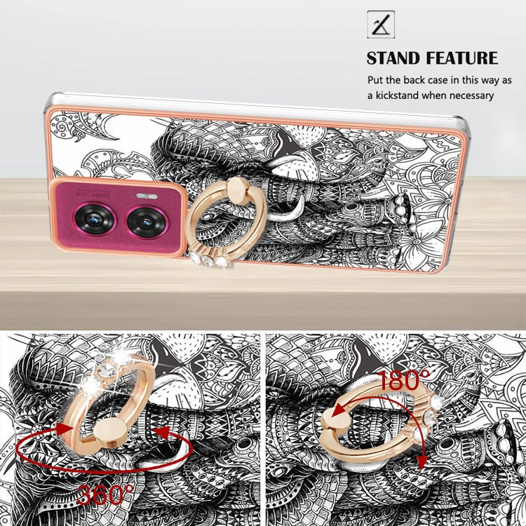 For Motorola Edge 50 Fusion Electroplating Dual-side IMD Phone Case with Ring Holder