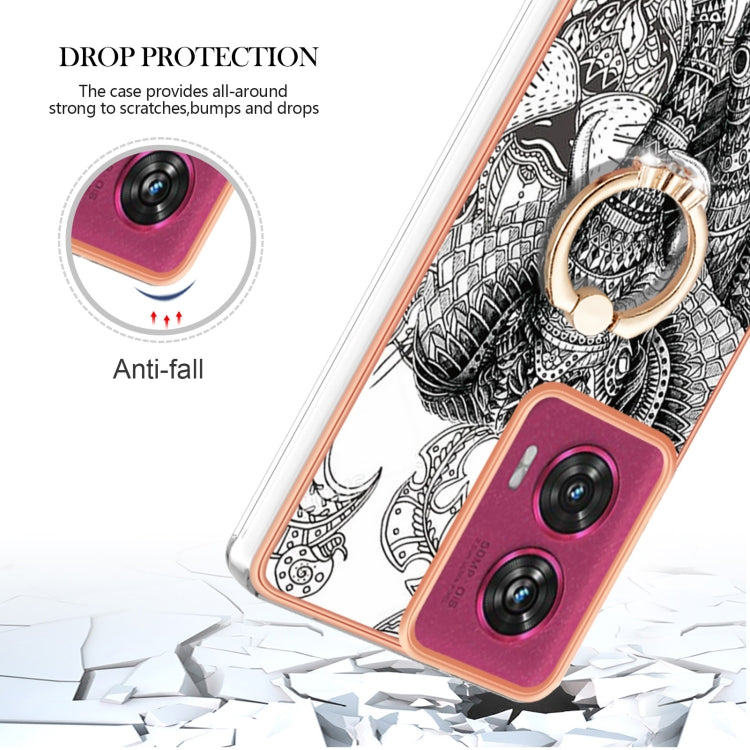 For Motorola Edge 50 Fusion Electroplating Dual-side IMD Phone Case with Ring Holder