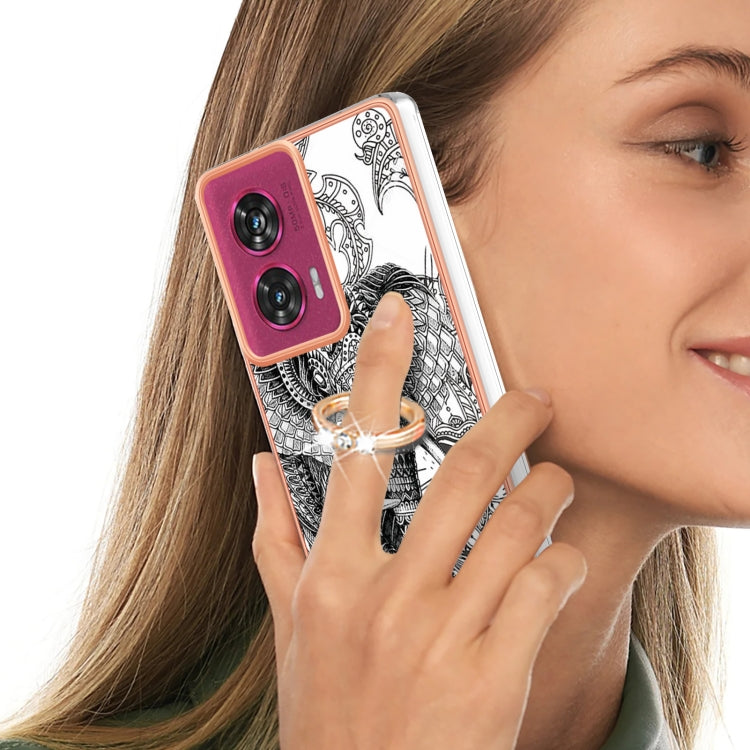 For Motorola Edge 50 Fusion Electroplating Dual-side IMD Phone Case with Ring Holder