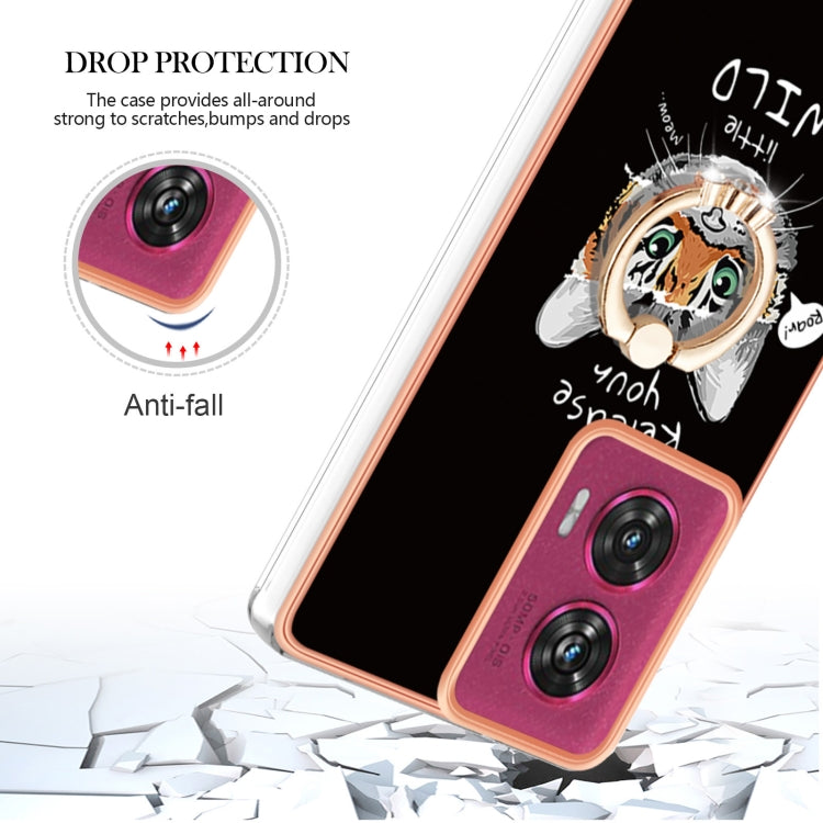 For Motorola Edge 50 Fusion Electroplating Dual-side IMD Phone Case with Ring Holder